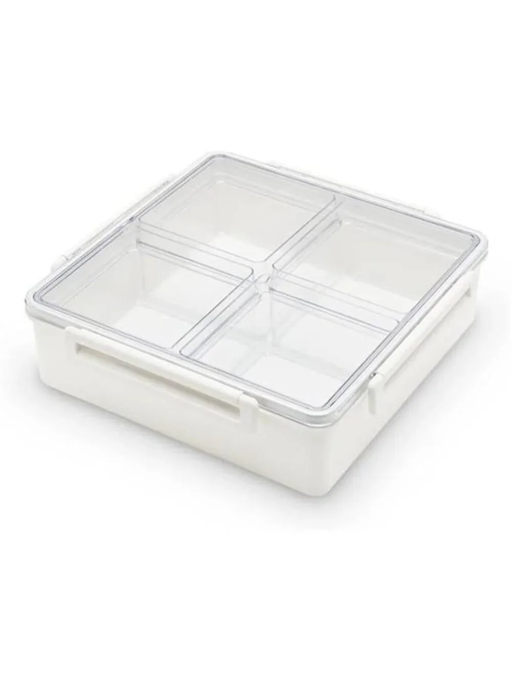 Snack Box 4 Compartment Airtight Serving Tray Portable Charcuterie Fruit Veggie